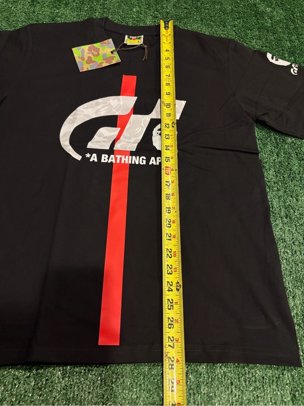 A Bathing Ape Black Short-Sleeve Tee with Red Stripe - Picture 4 of 7